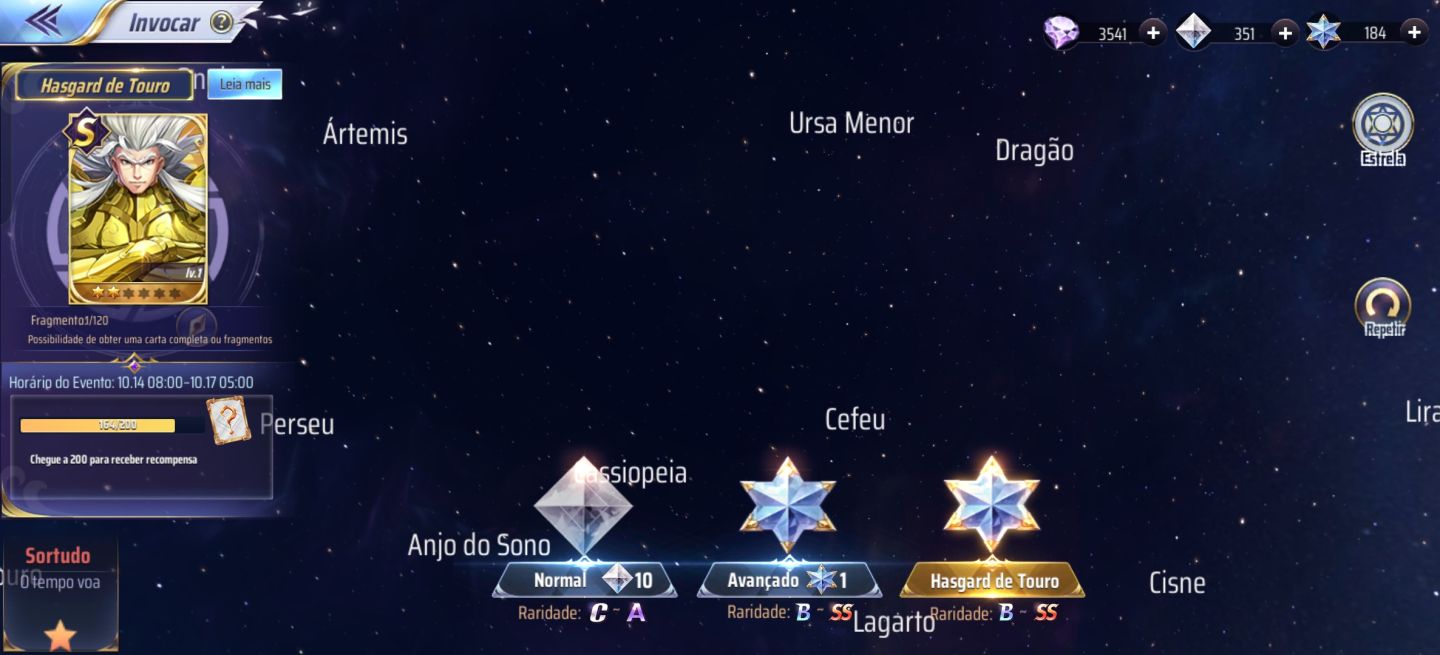 Conta saint Seya Awakening, servidor A141
