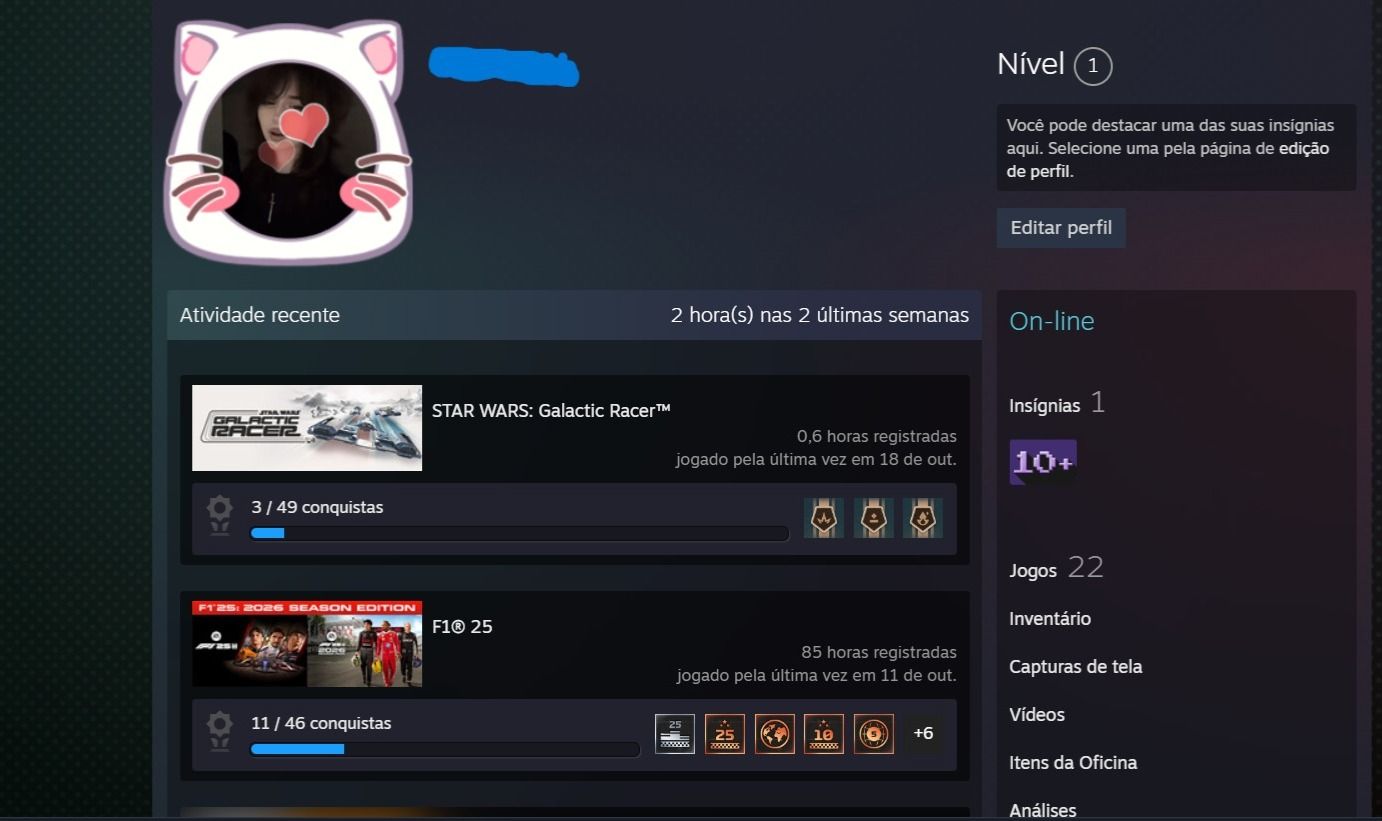 CONTA STEAM COM GALACTIC RACER+ F1 2025
