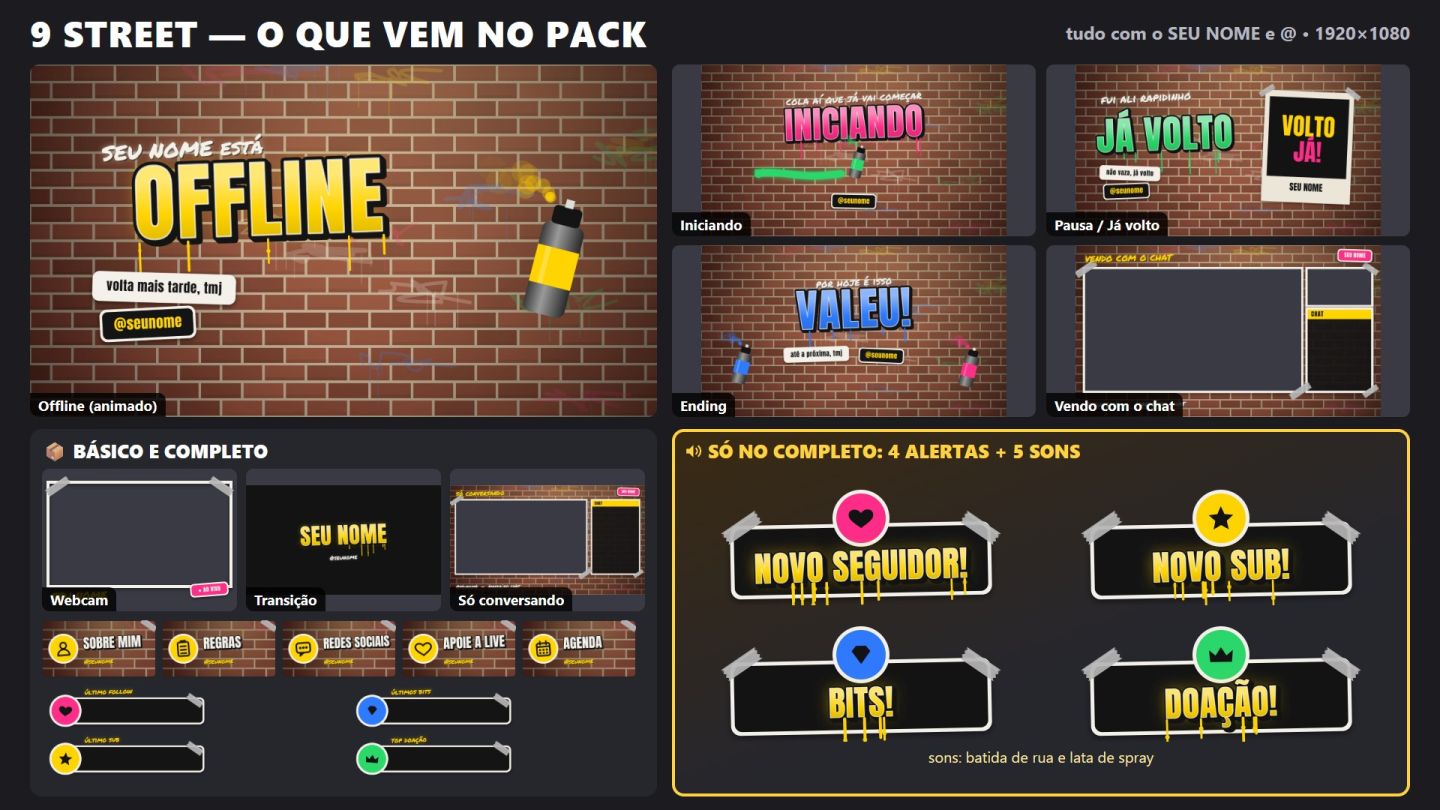 Overlay Twitch e Kick Animado com Seu Nome ou Tema Exclusivo | Alertas + Sons