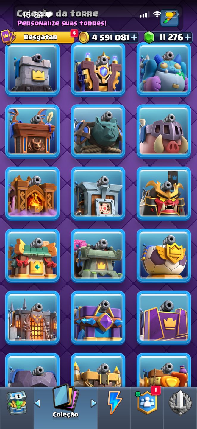 CONTA CLASH ROYALE FULL, 256+ EMOTES RARÍSSIMOS, 50 SKINS DE TORRE