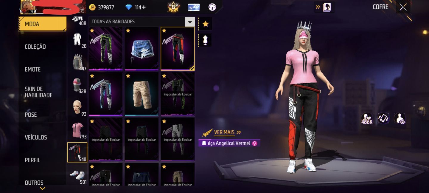 CONTA DE FREE FIRE PRIME 8 COM 4 ANGELICAIS E AVENTUREIRO