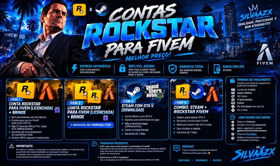Conta Rockstar Para FIVEM Licenciada | Gta V Instalável [Entrega Automática]