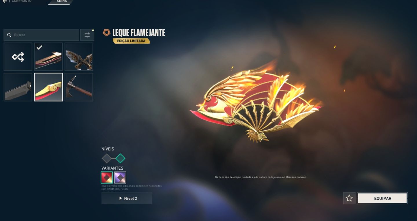 Conta valorant leque flamejante, vandal aeris e+