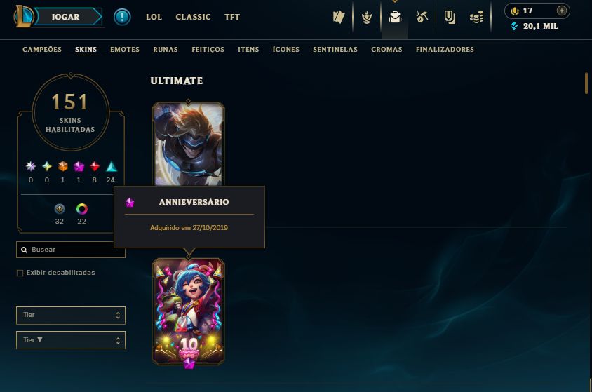 CONTA RIOT 2014 | LOL 151 SKINS LVL 295 + VALORANT 49 SKINS LVL 102 |