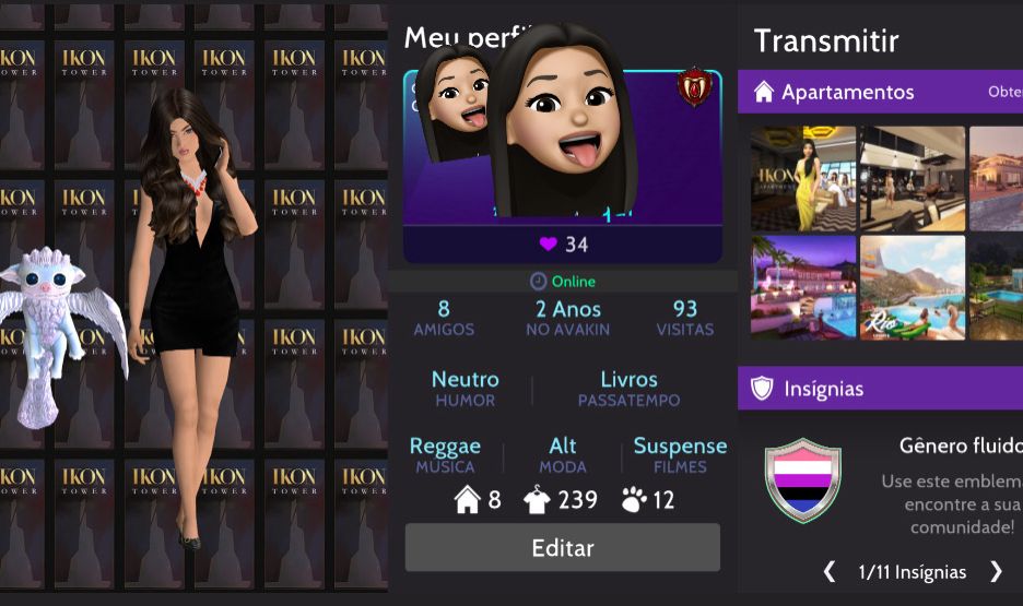 Conta avakin Life feminina, 239 peças, 12 pets, 8 casas Nível 15
