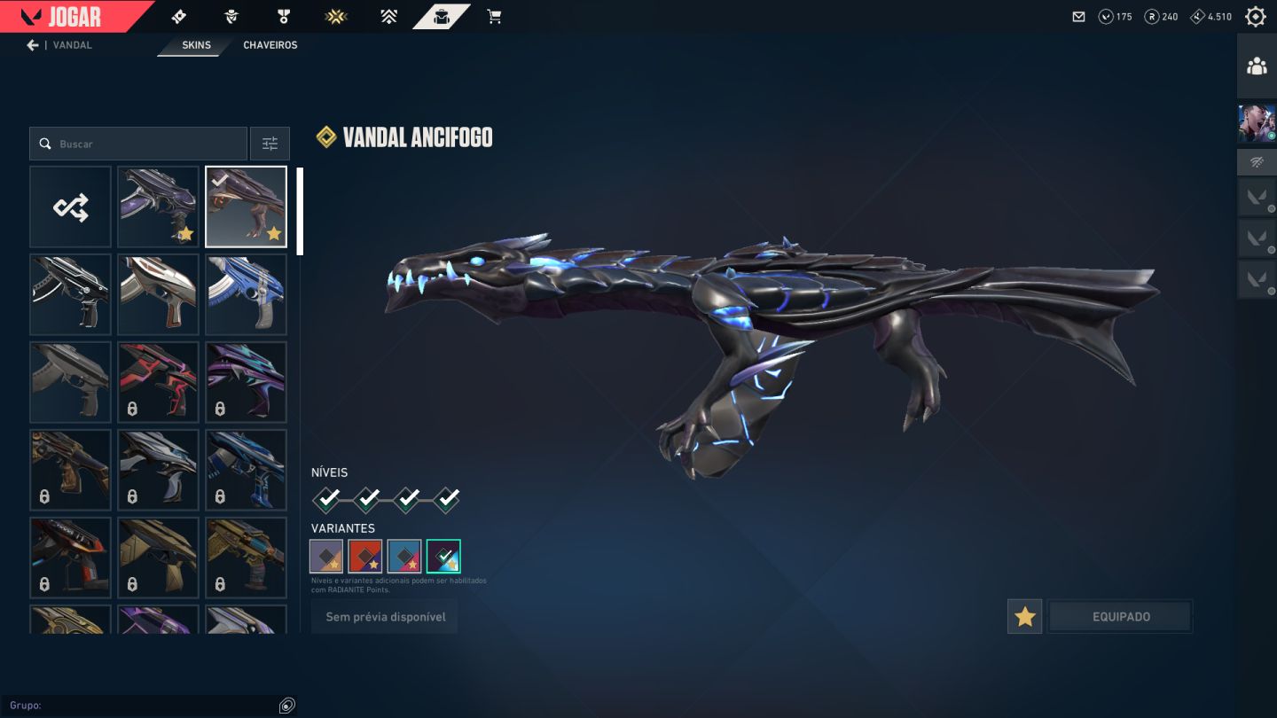Conta valorant com varias skins lvl 192 (conta rara + skins raras) [900+ gastos]