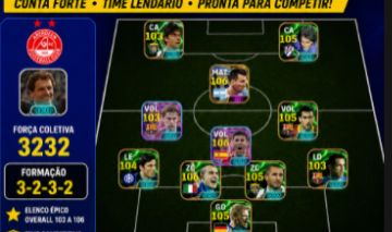 Conta de Efootbol top com carta rara messi 106 batistuta 105 rodri 106!