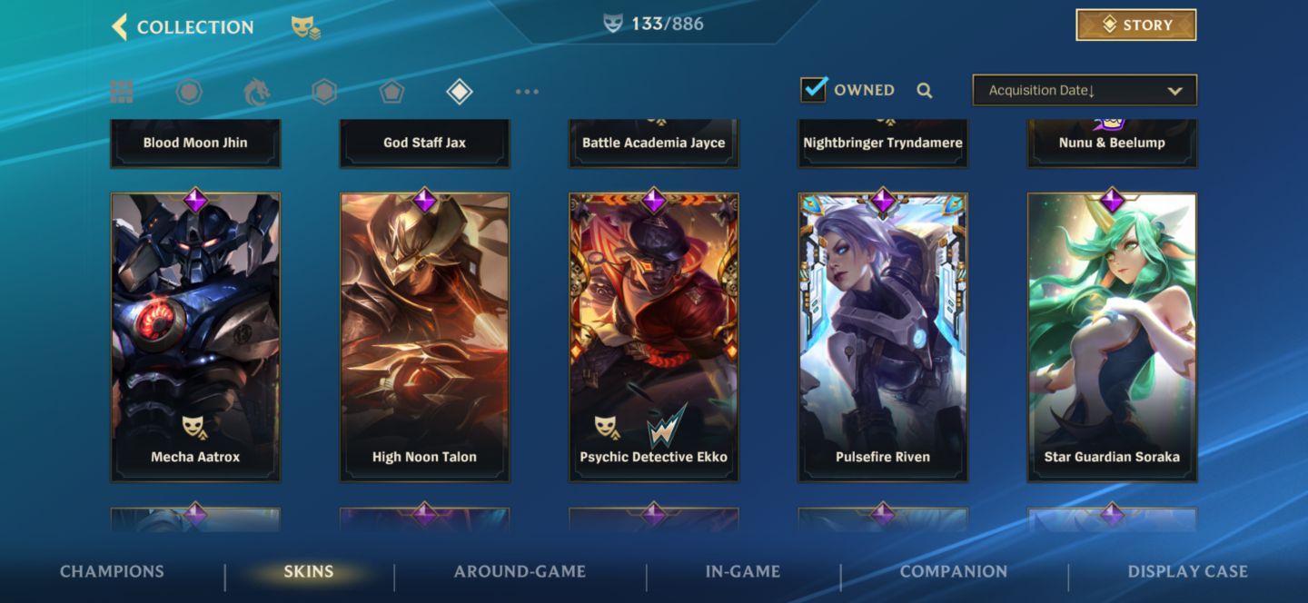 Conta lv164, grão mestre c 133 SKINS.