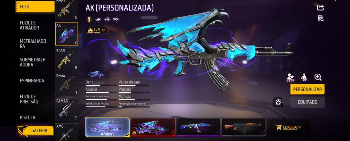 CONTA COM VARIA SKINS