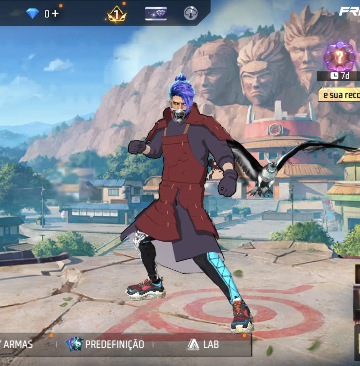CONTA DE FREE FIRE FOCADA NO MASCULINO COM VARIAS SKINS DE NARUTO E JUJUTSU