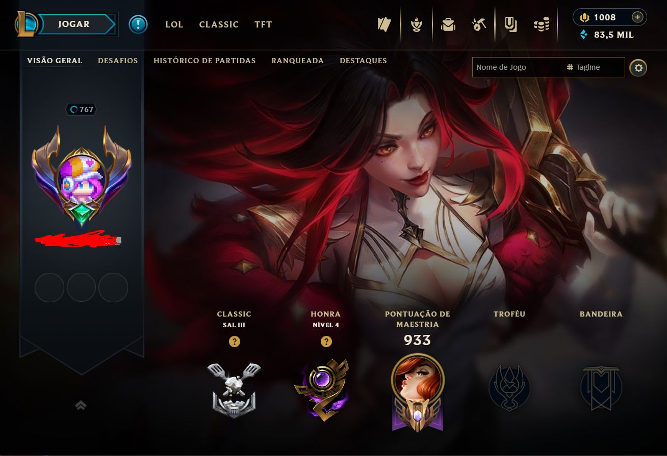 Lvl 767 | 659 skins | 1008 RP | Bordas e muitos mais