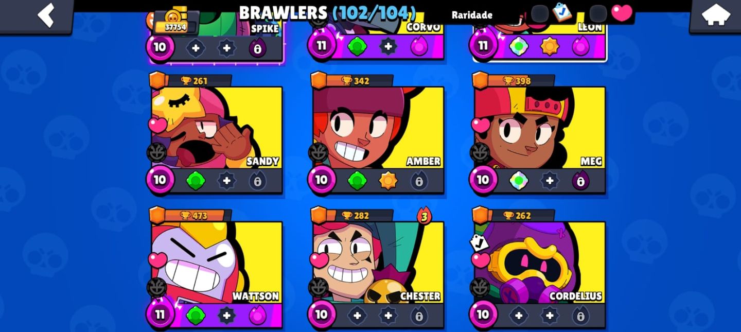 Conta de Brawl Stars 37,7k troféus 102 de 104 Brawlers conta bem desenvolvida.