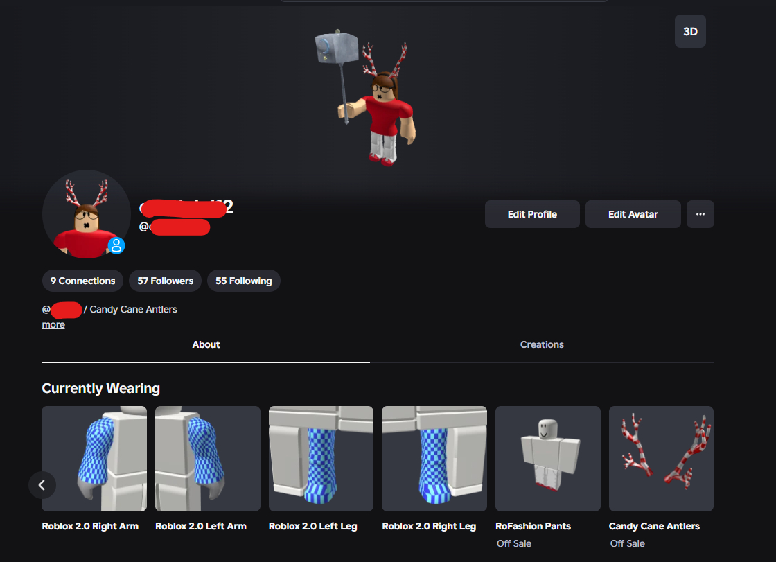 CONTA ROBLOX ANTIGA 2011 CANDY CANE ANTLERS + 17 OFFSALES E 2K RAP [UNVERIFIED]