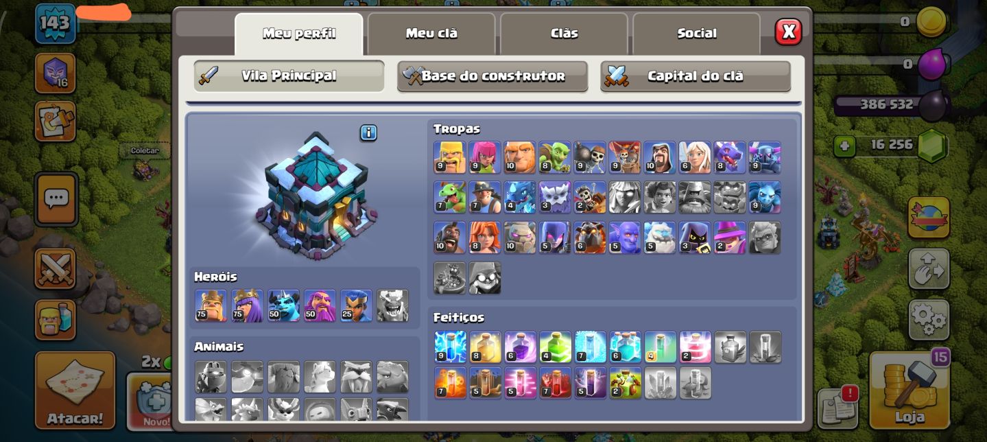 Conta Clash of Clans CV13 Full com 16k Gemas