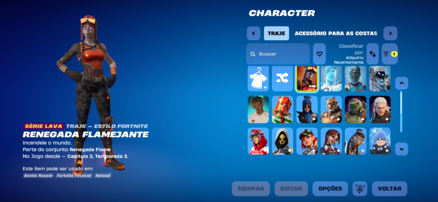 CONTA FORTNITE RENEGADE FLAMEJANTE /// 33 SKINS /// PACOTÃO DO GELO