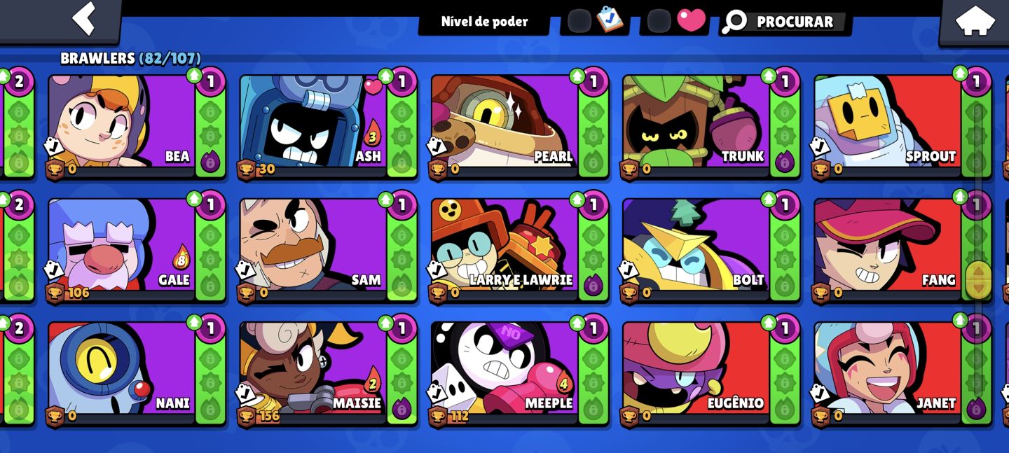 CONTA BRAWL STARS 23.064 TROFÉUS | 82/107 BRAWLERS