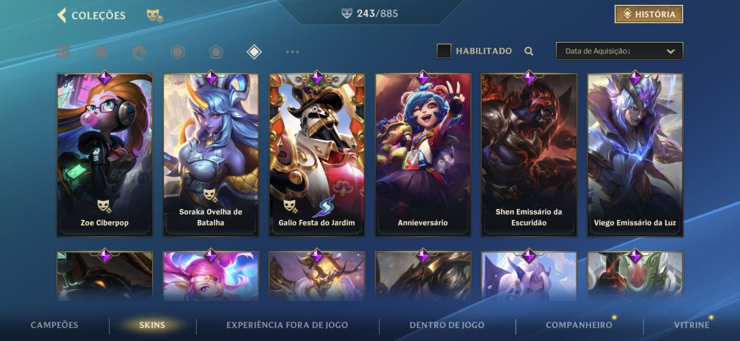Conta Challenger, 47,5k de vitrine, main top e sup