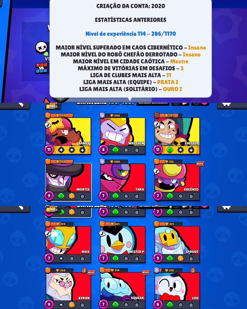 BARATO] CONTA DE BRAWL STARS | 20K DE TROFÉUS |56 BRAWLERS + 3 LENDARIOS
