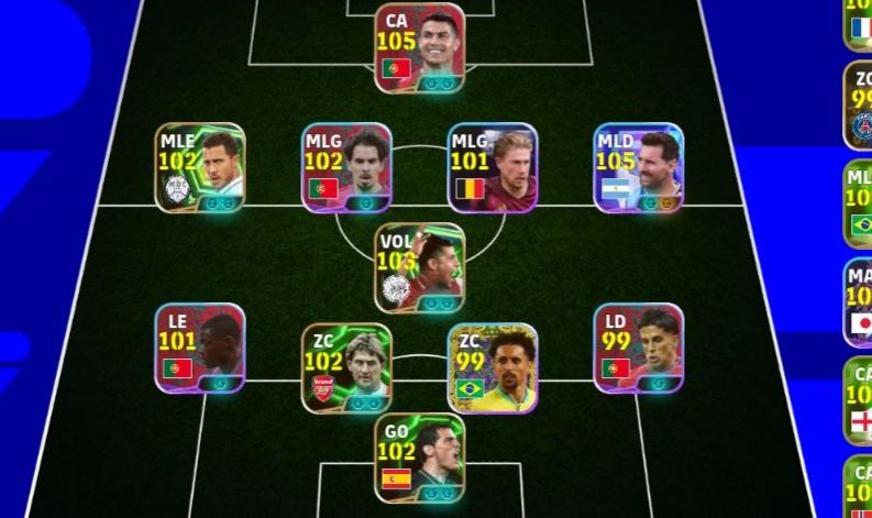 Conta de efootball messi blitz curler e cr7 105