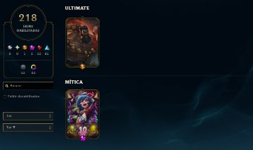 CONTA LOL COM 218 SKINS UNRANKED FULL CHAMPS