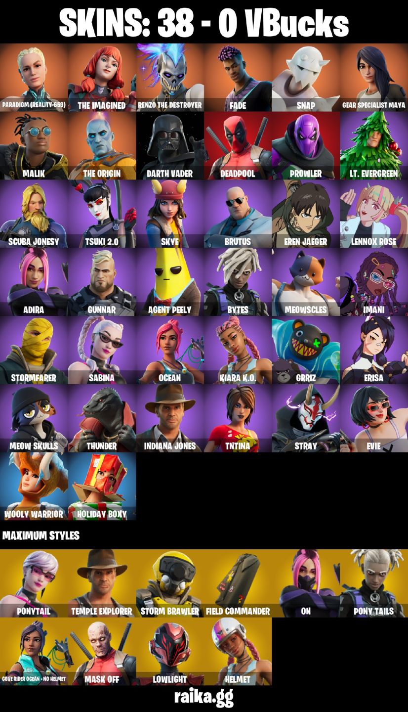 CONTA FORTNITE COM 38 SKINS DEADPOOL/SKYE/BRUTUS/IMANI/ERISA/OCEAN/SABINA/BYTES