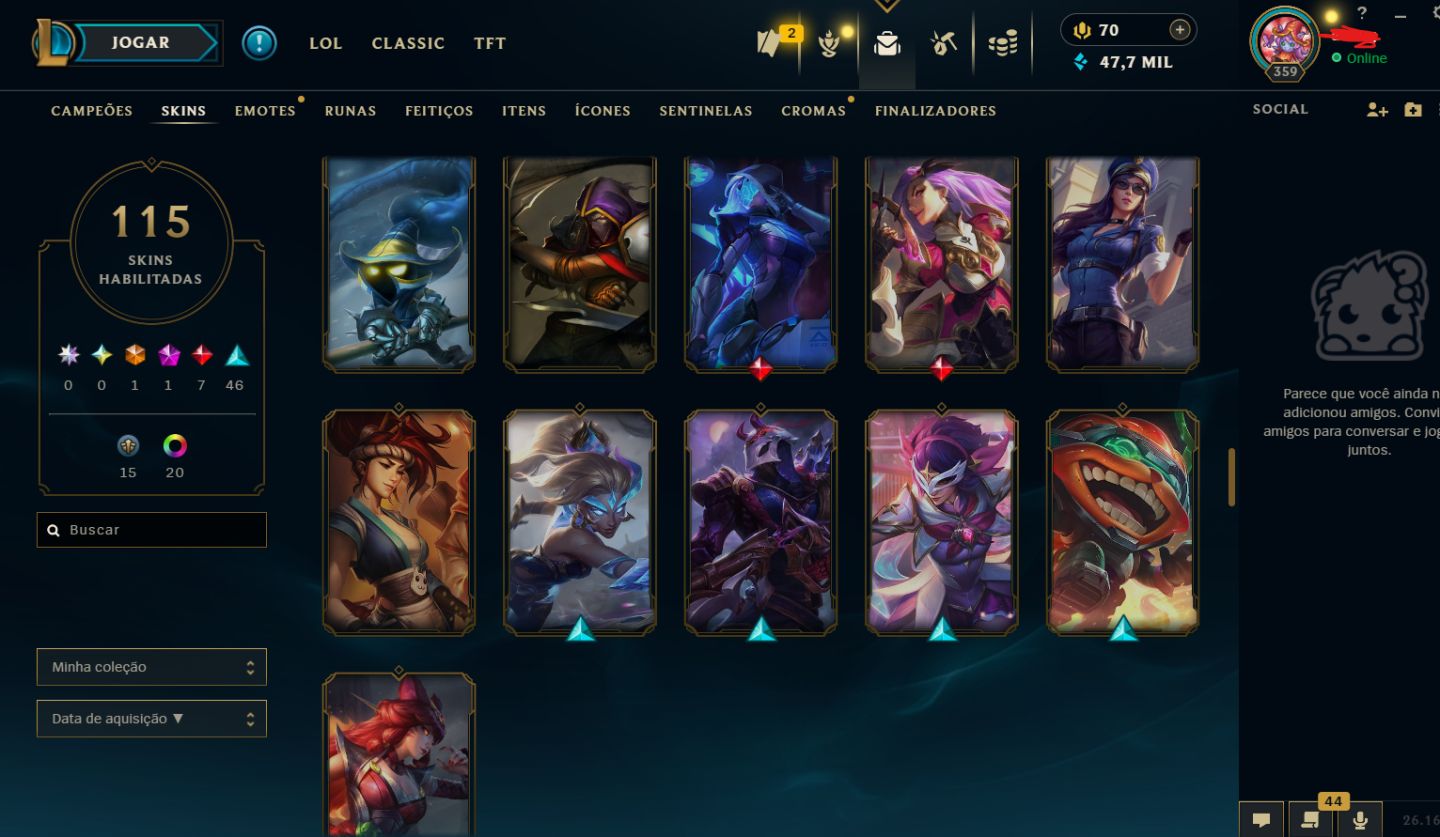 CONTA RIOT PREMIUM: LOL DIAMANTE 4 + CONTA VALORANT BONUS(gratis (2 skins clean)