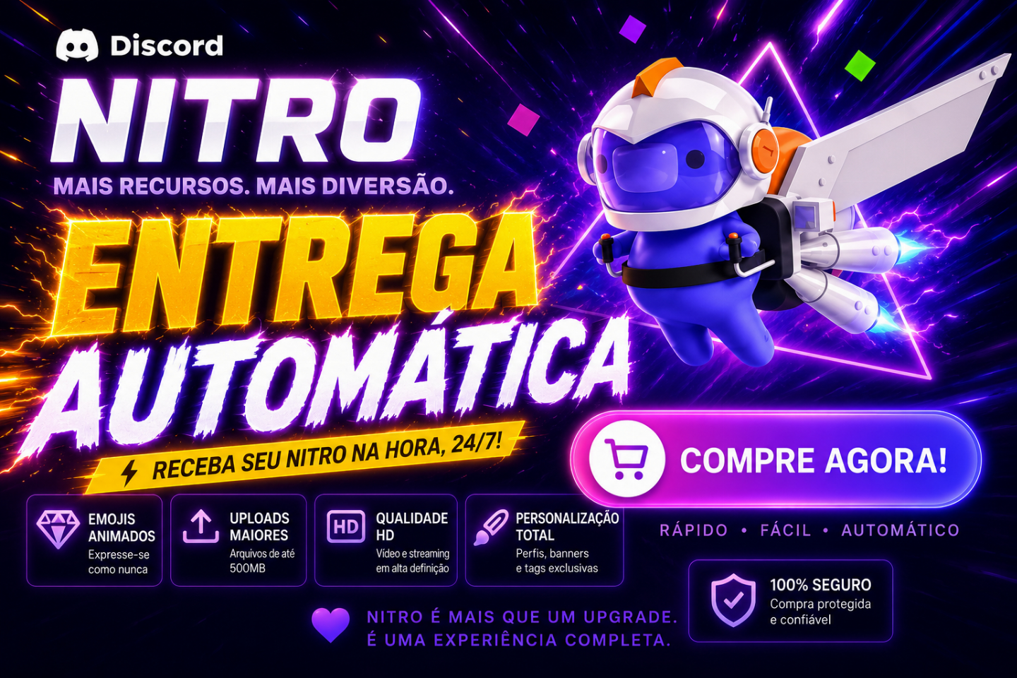CONTA DISCORD NITRO 1 & 3 MESES [QUEIMA DE ESTOQUE!]