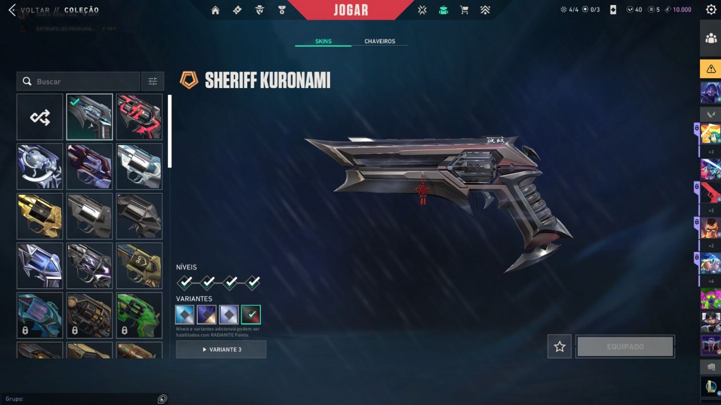 Conta valorant, top, cheia de skins por conta com sheriff arcane