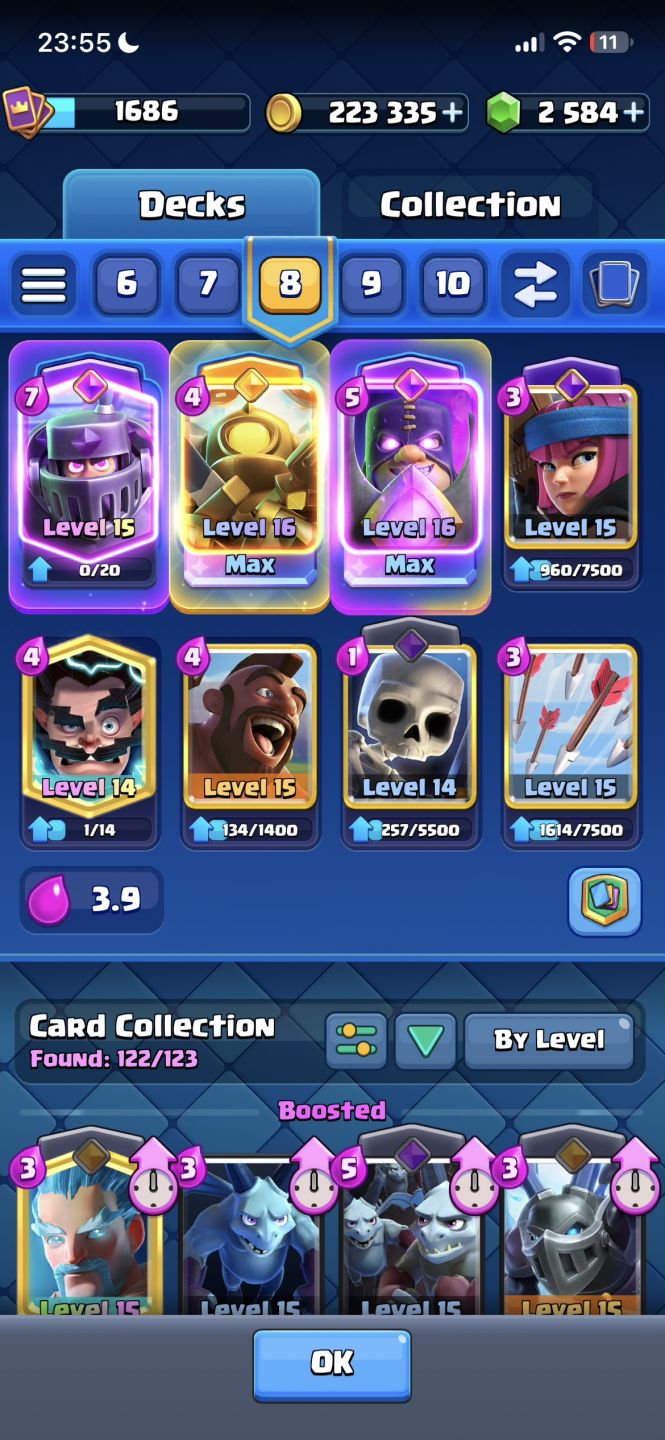 Conta de Clash Royale muito rara COM EMBLEMA DE 9 anos MAIS DE 10K DE TROFÉUS