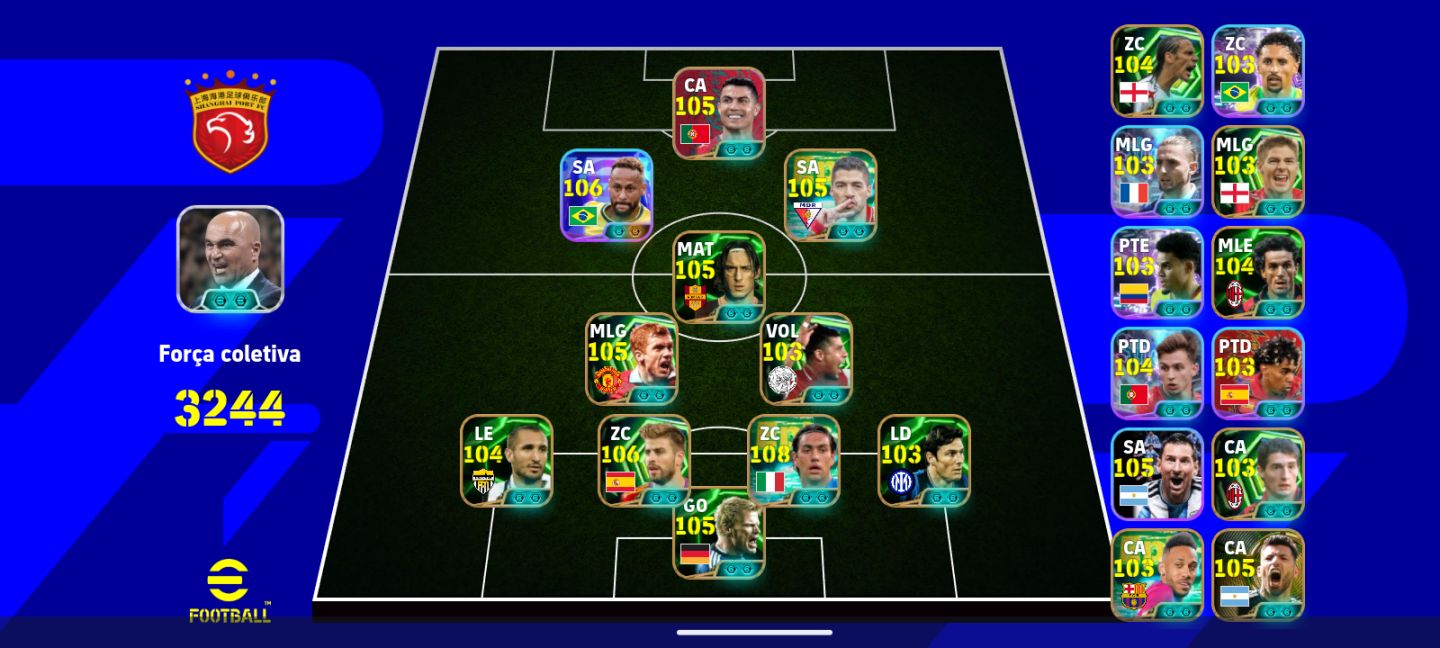 CONTA EFOOTBALL RARA!! NESTA + NEYMAR BLITZ + PACK PORTUGAL 3244 FORCA COLETIVA