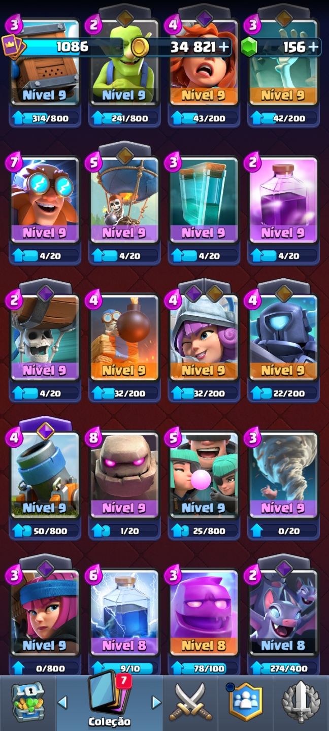 Conta de clash royale 7500+ coroas, torre nvl 13, 8 evoluções, etc...