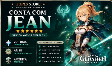 Genshin Impact | Jean 5 | AR 18 | 20 Tiros Padrão | Conta Inicial
