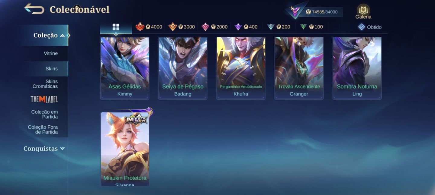 [PROMOÇÃO] Conta MLBB 260 Skins | Granger Prime + Minato + KOF + Transformers