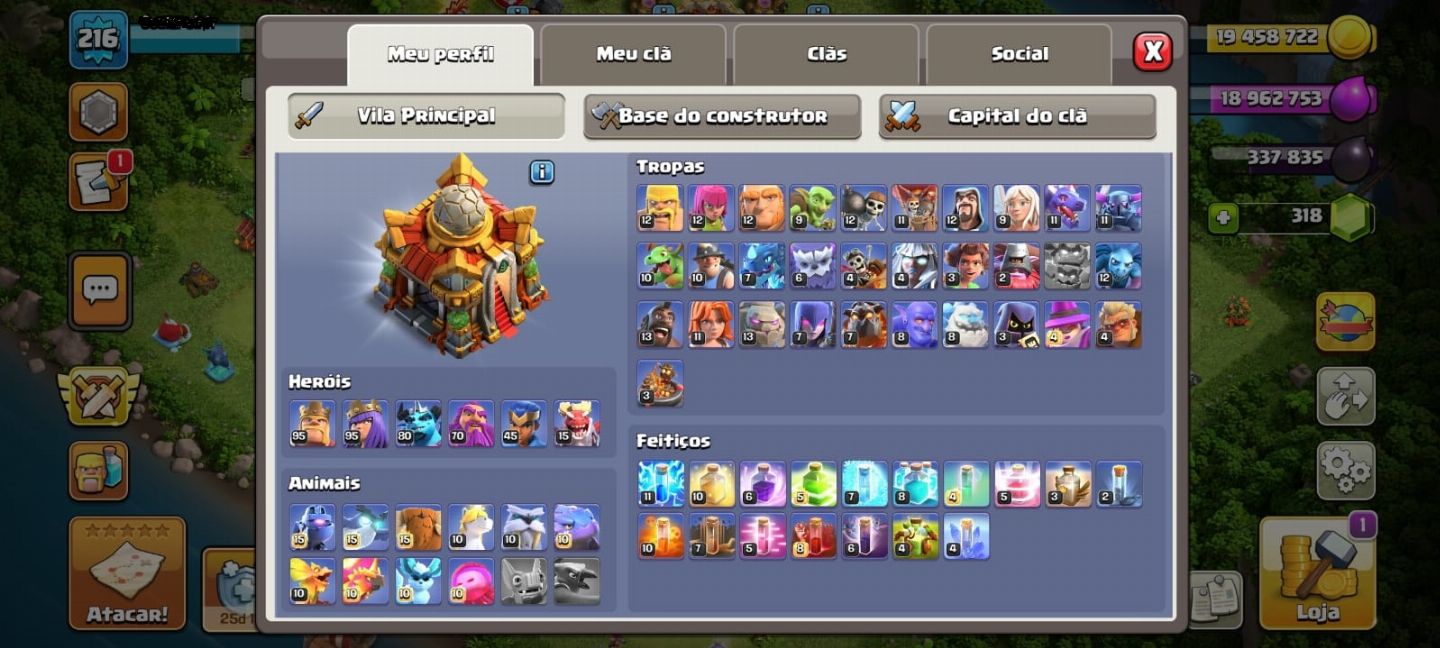 CONTA CV 16 FULL - CLASH OF CLANS (NADA PRA FAZER)