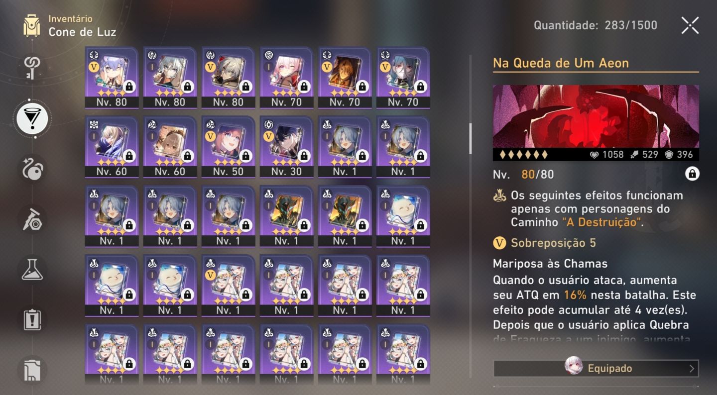 Conta HSR LV MAX | Endgame | Full Eventos | 28 Personagens E 15 LC Limitados