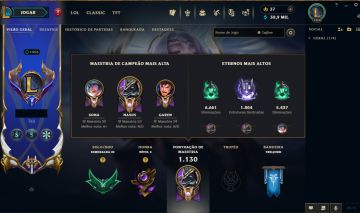 Conta FullAcesso de LOL lvl 1.456 + 832skins + 7/7 ultimate + elo Esmeralda III