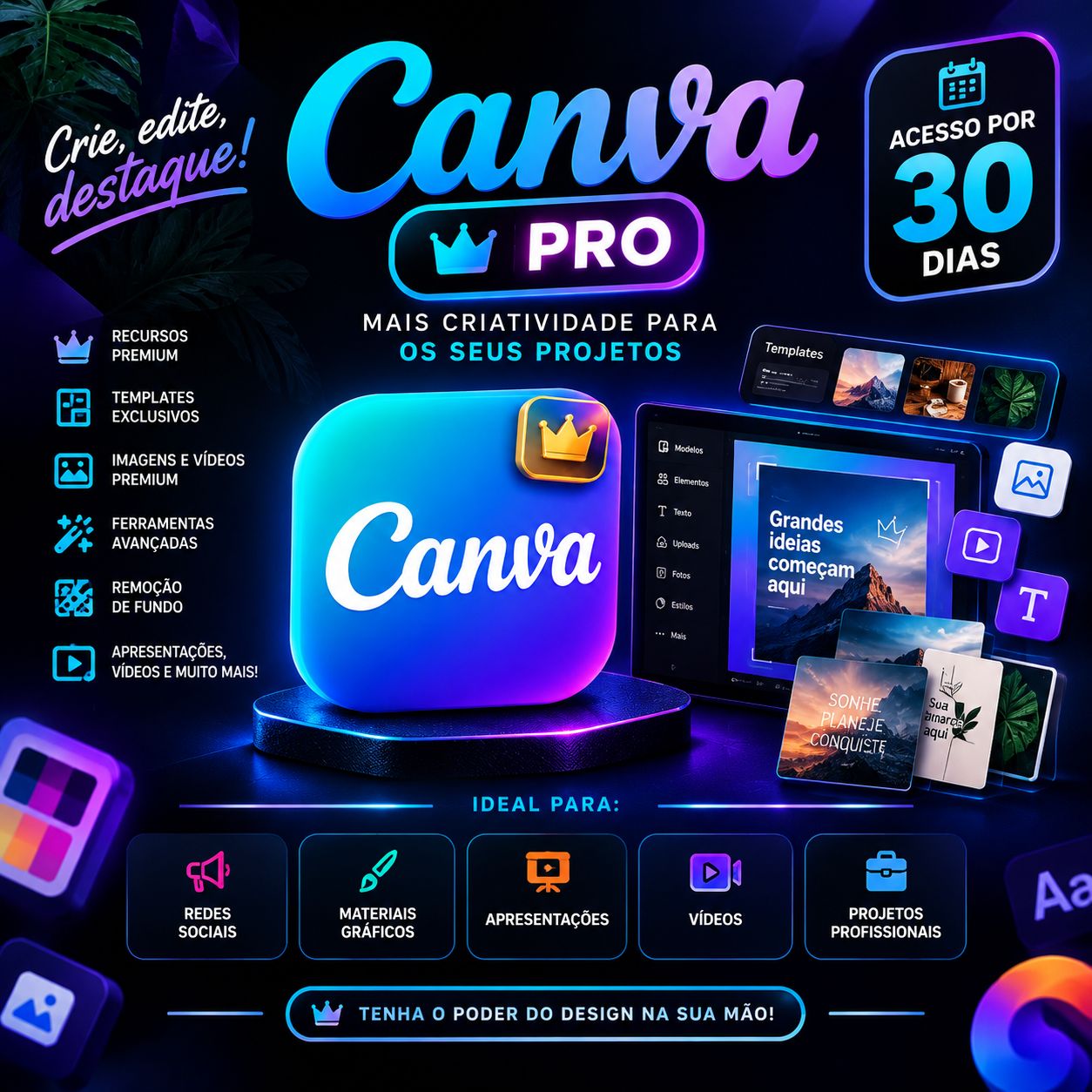 CANVA PRO ACESSO PREMIUM POR 30 DIAS