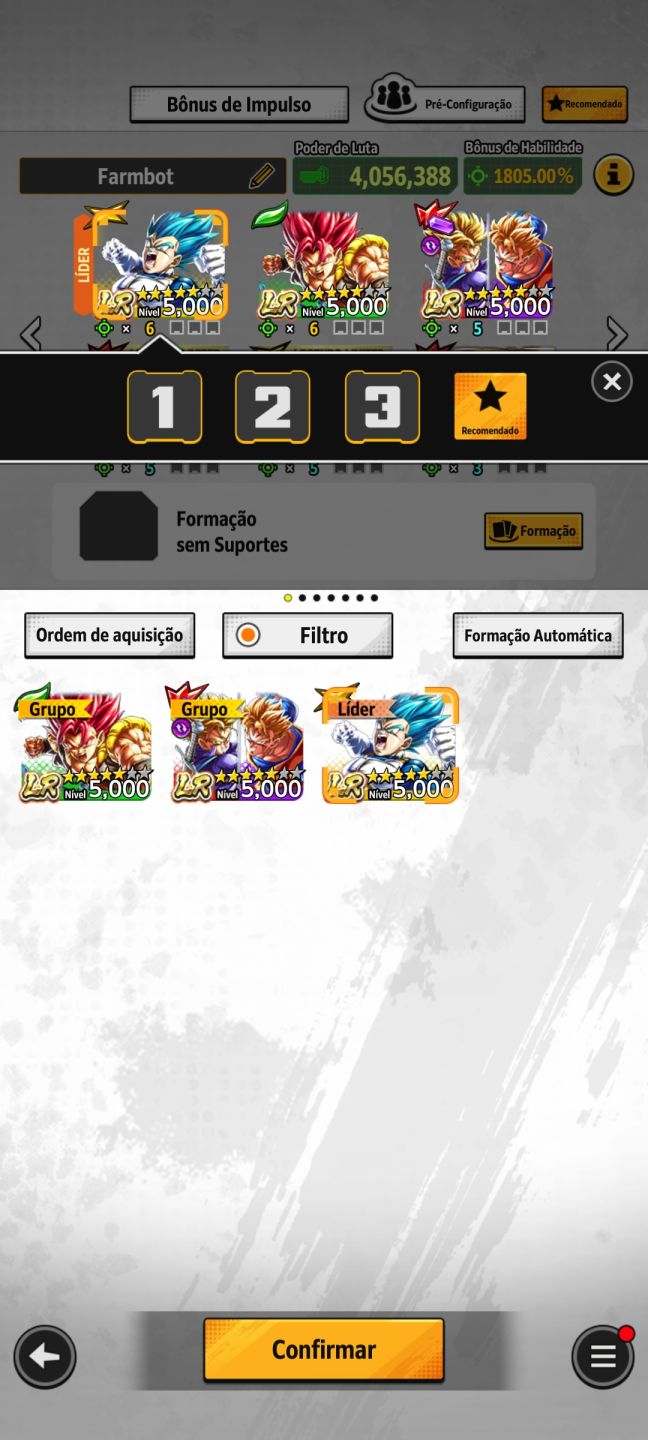 Conta de dragon ball legend com personagens bons