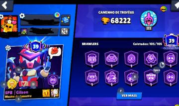 Conta brawl stars 68,000k trofeus e DE BRINDE CONTA CLASH ROYALE 9.500K TROFEUS!