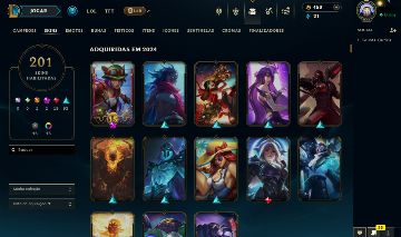 Conta LoL de 2017 47 cromas, LVL 655, 254 ícones, 155 emotes, 49 wards