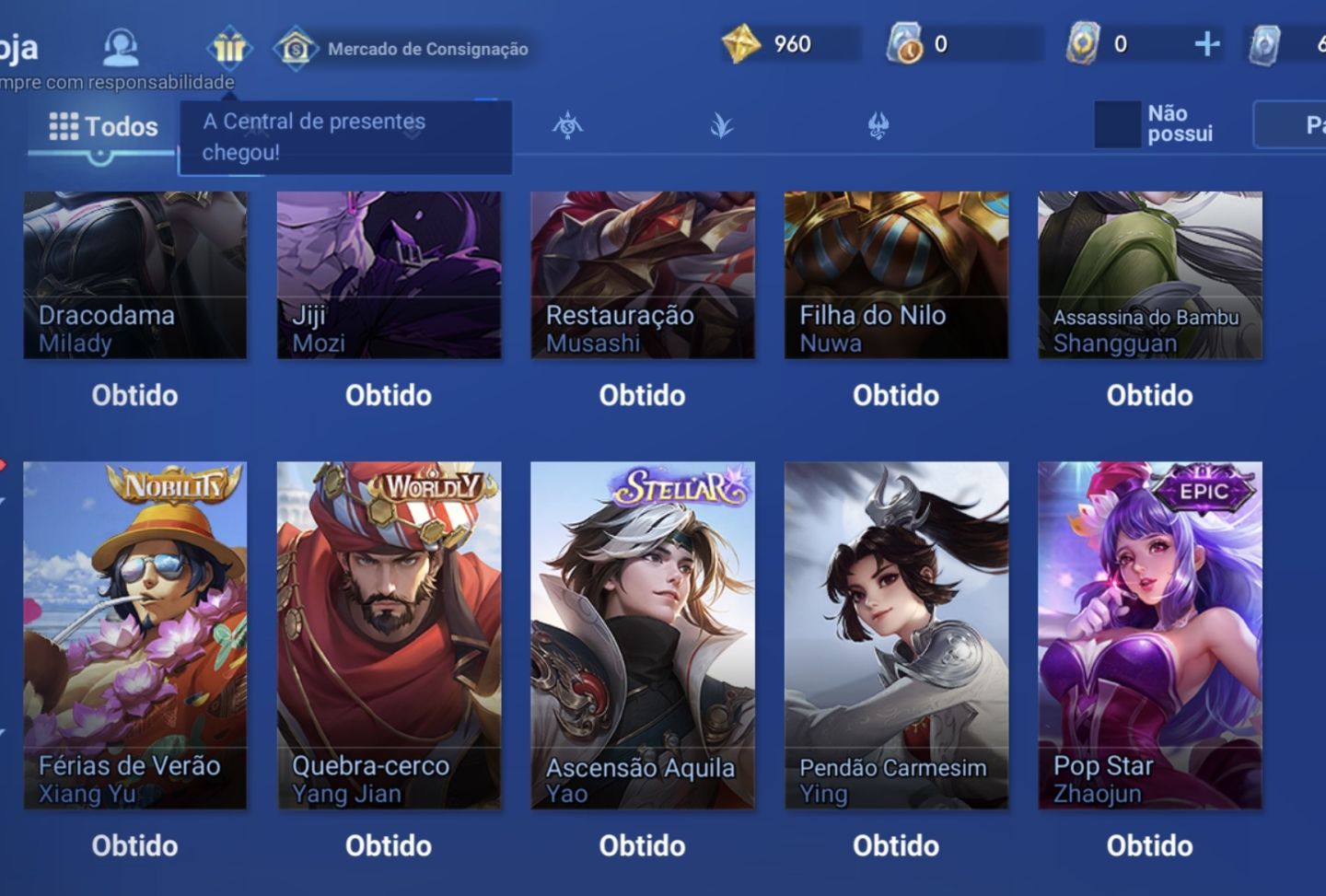 Account smurf Honor of Kings, Elo mestre , skins de collab e flawless