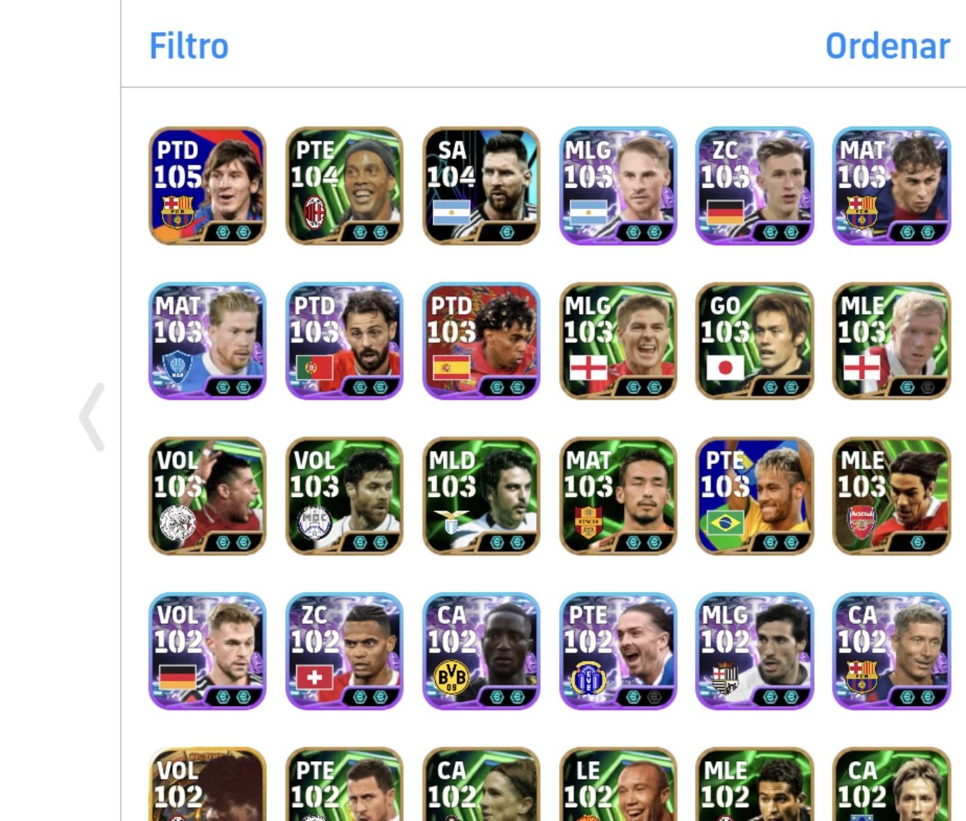 Conta braba de efootball com muitos épicos, time completo