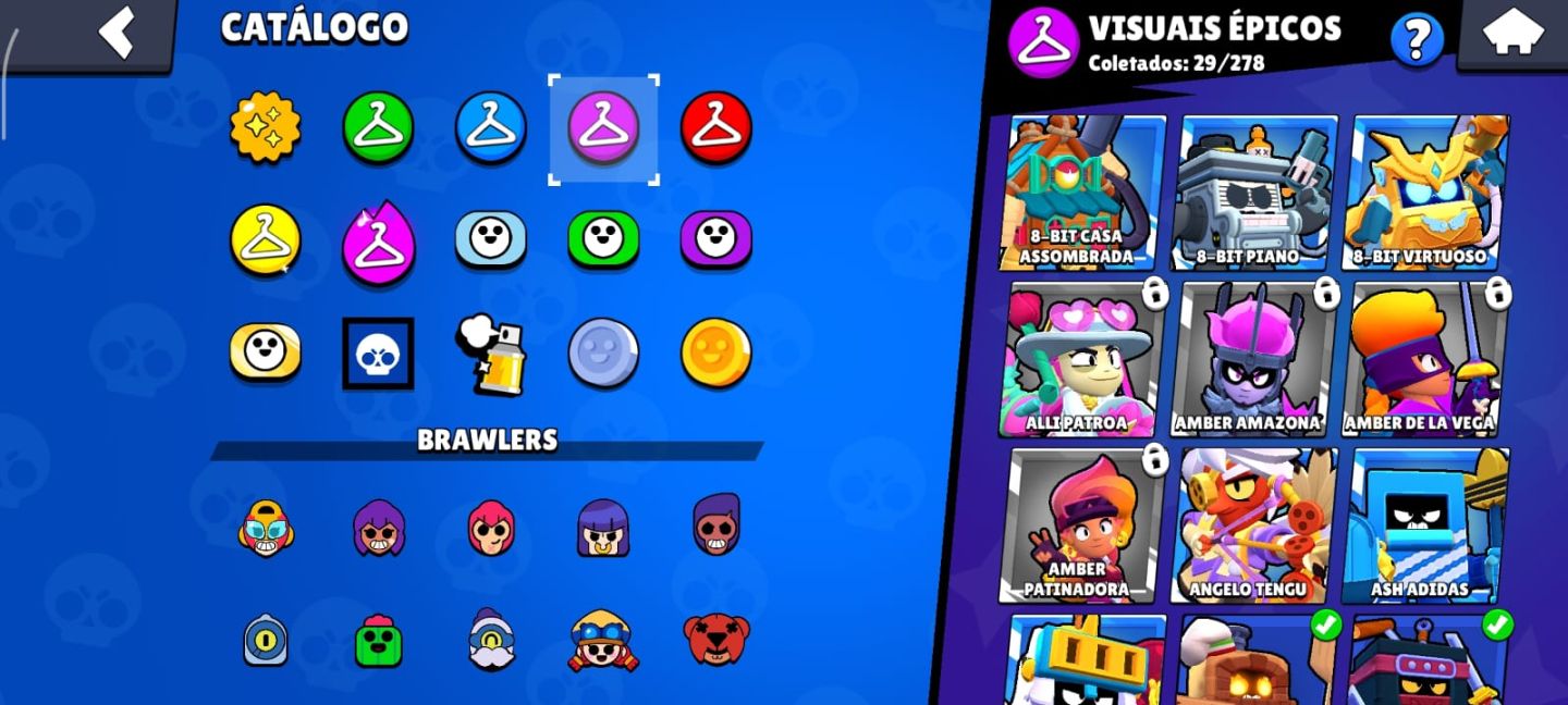 CONTA DE BRAWL STARS MUITO RARA COM 86 BRAWLERS E VARIAS SKINS