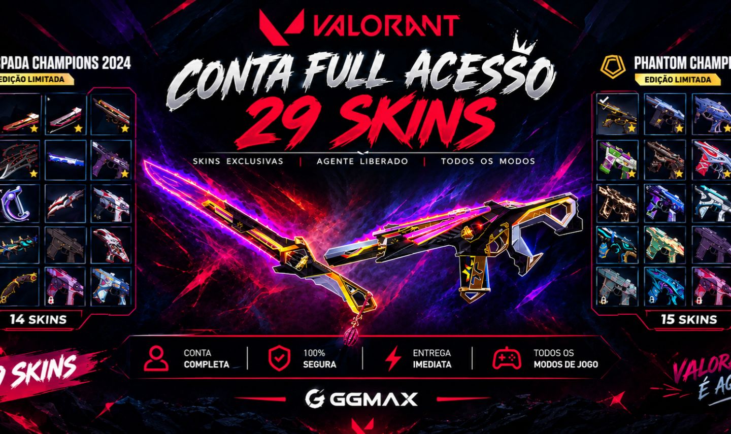 Conta Valorant 29 Skins, Skins do Champions 2024, FULL ACESSO (Leia a Descrição)