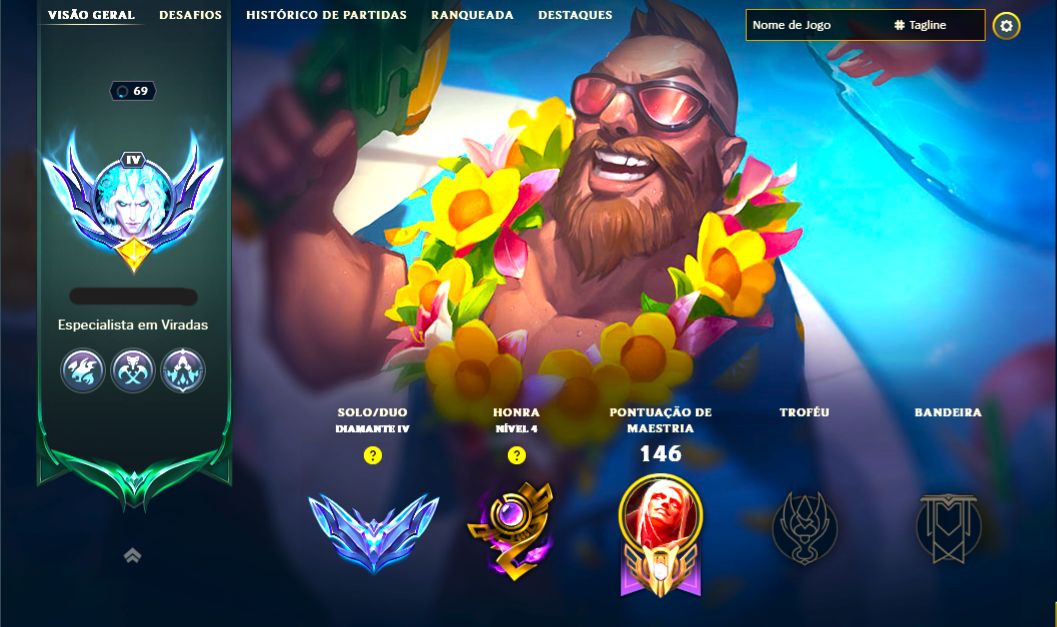 SKIN GANGPLANK CURTINDO VERÃO + [ DIAMANTE COM 60% DE WIN RATE ] + [TROCA NICK]