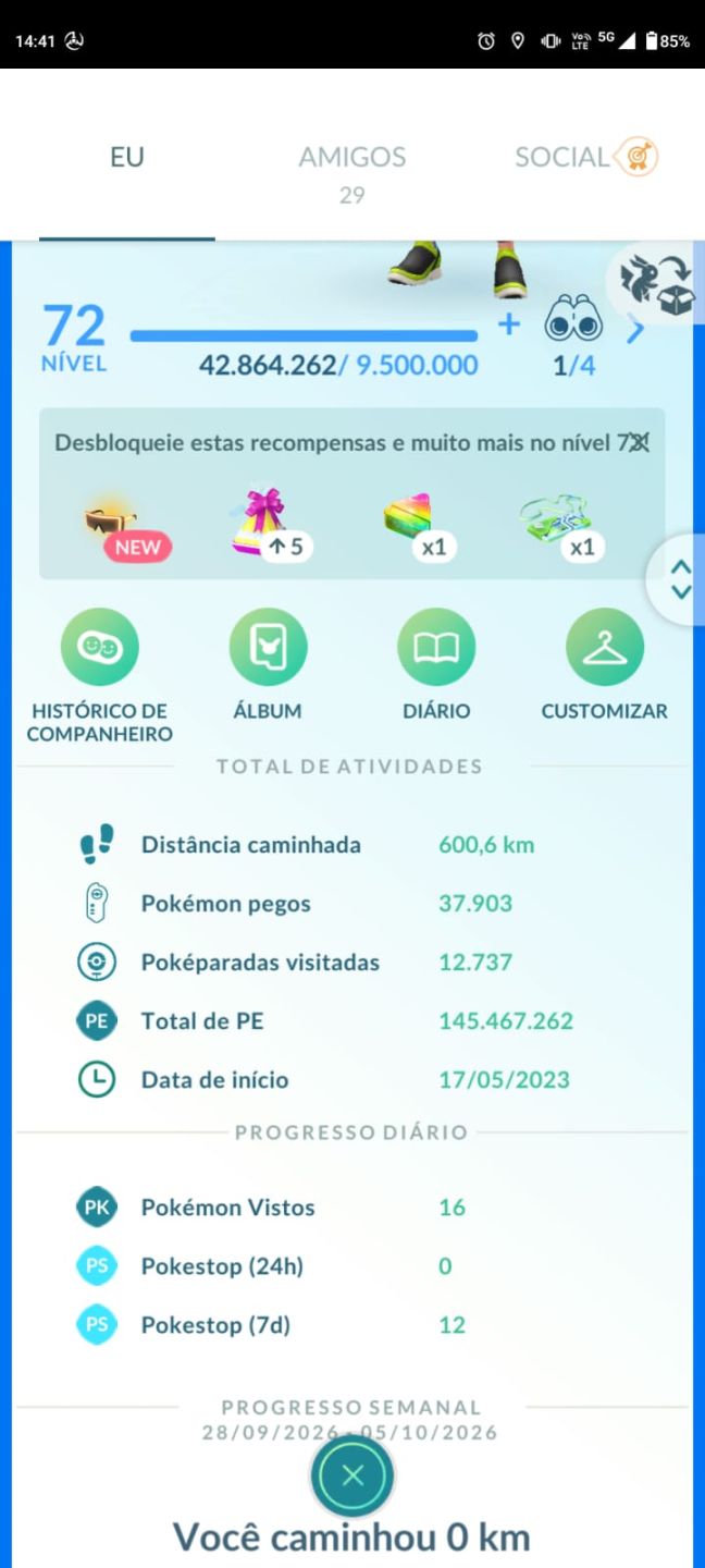 Conta Pokémon Go Level 72 (2023)