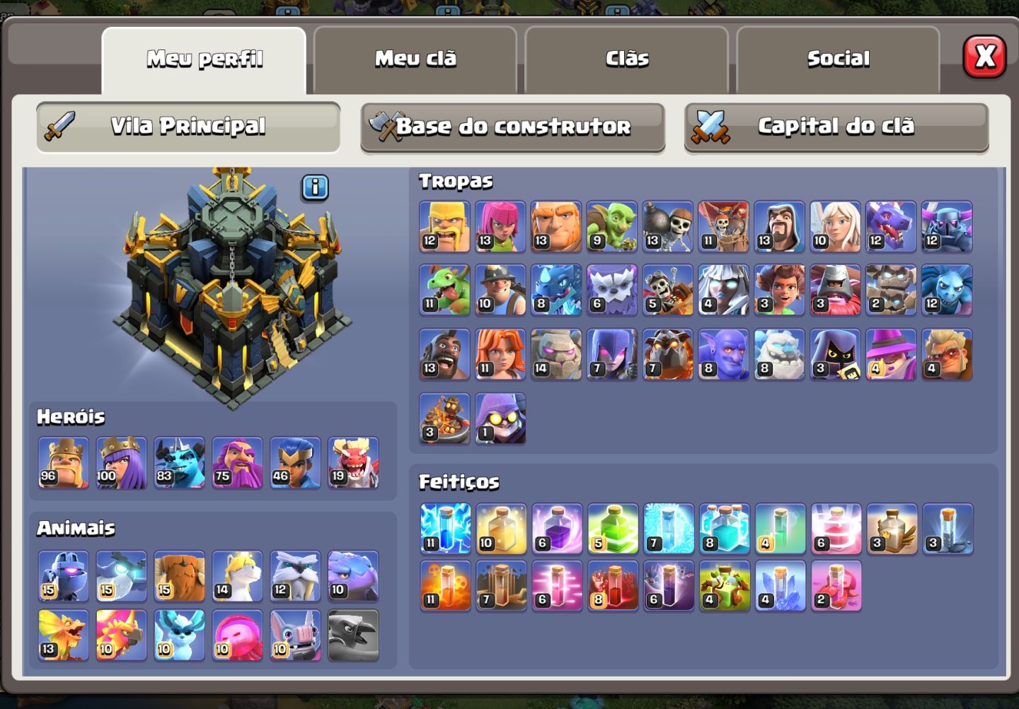 Estas 3 contas do Clash of clans (cv17, cv16 e CV12)