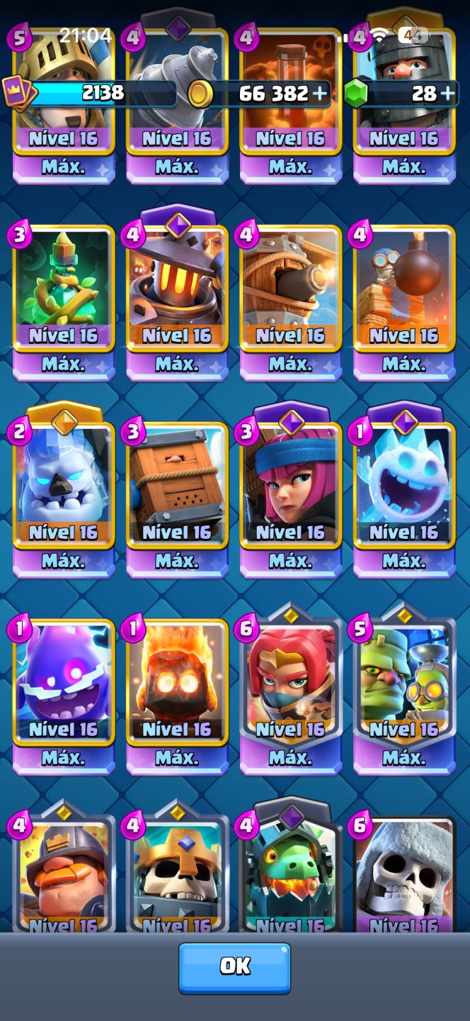 CONTA CLASH ROYALE! 14k+ já foi maior campeão. Cartas níveis top tier