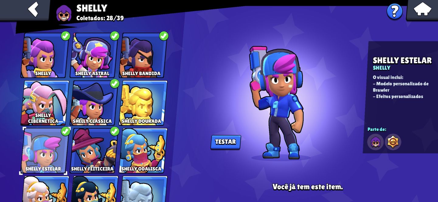 CONTA BRAWL STARS 2018 RARA SHELLY ESTELAR + FAMA LUNAR II
