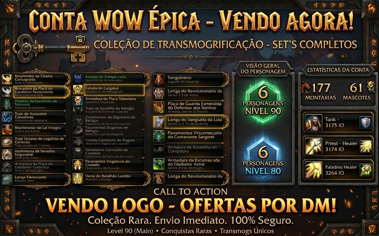 VENDA DE CONTA WOW ÉPICA - COLECIONADOR & ENDGAME PRONTO